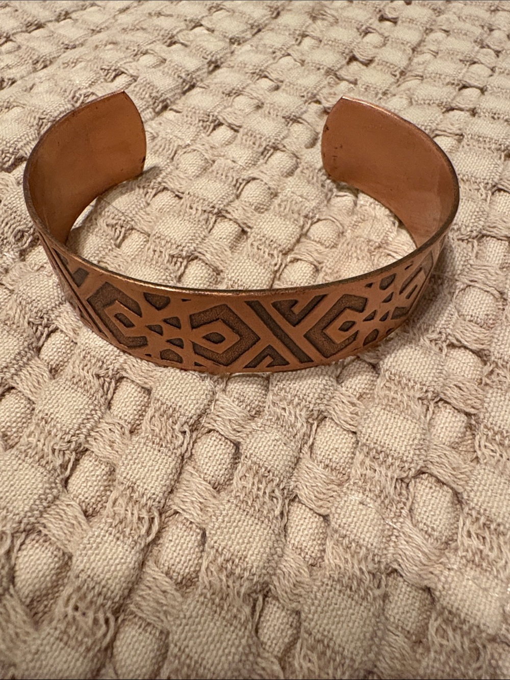 Etched Copper Open Cuff Bracelet - Women